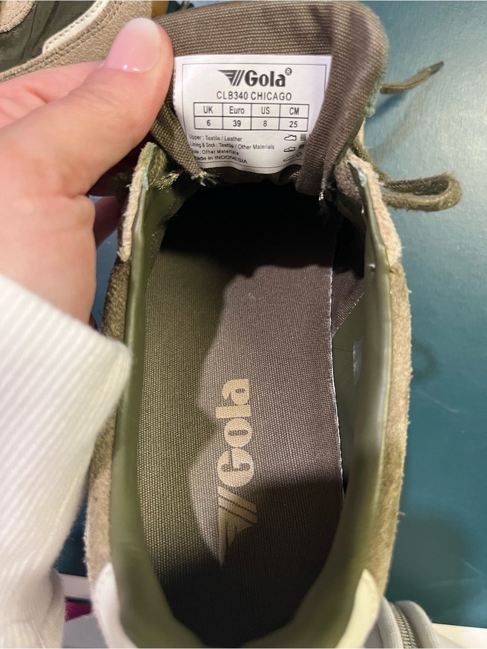 Gola Women’s Olive, Beige & Teal Retro Trainer Sneakers - Picture 14 of 14